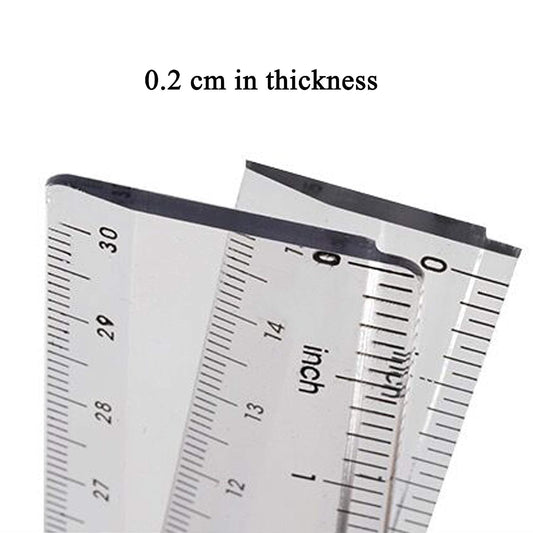 2Pcs Clear Ruler Plastic Rulers Straight Ruler for School 6 Inch 12 Inch
