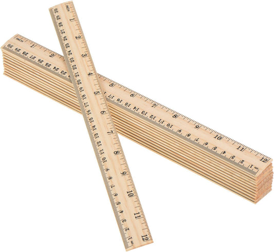 Outus 12 Pack 12 Inch/30 cm Wood Rulers Dual Scale Student School Ruler