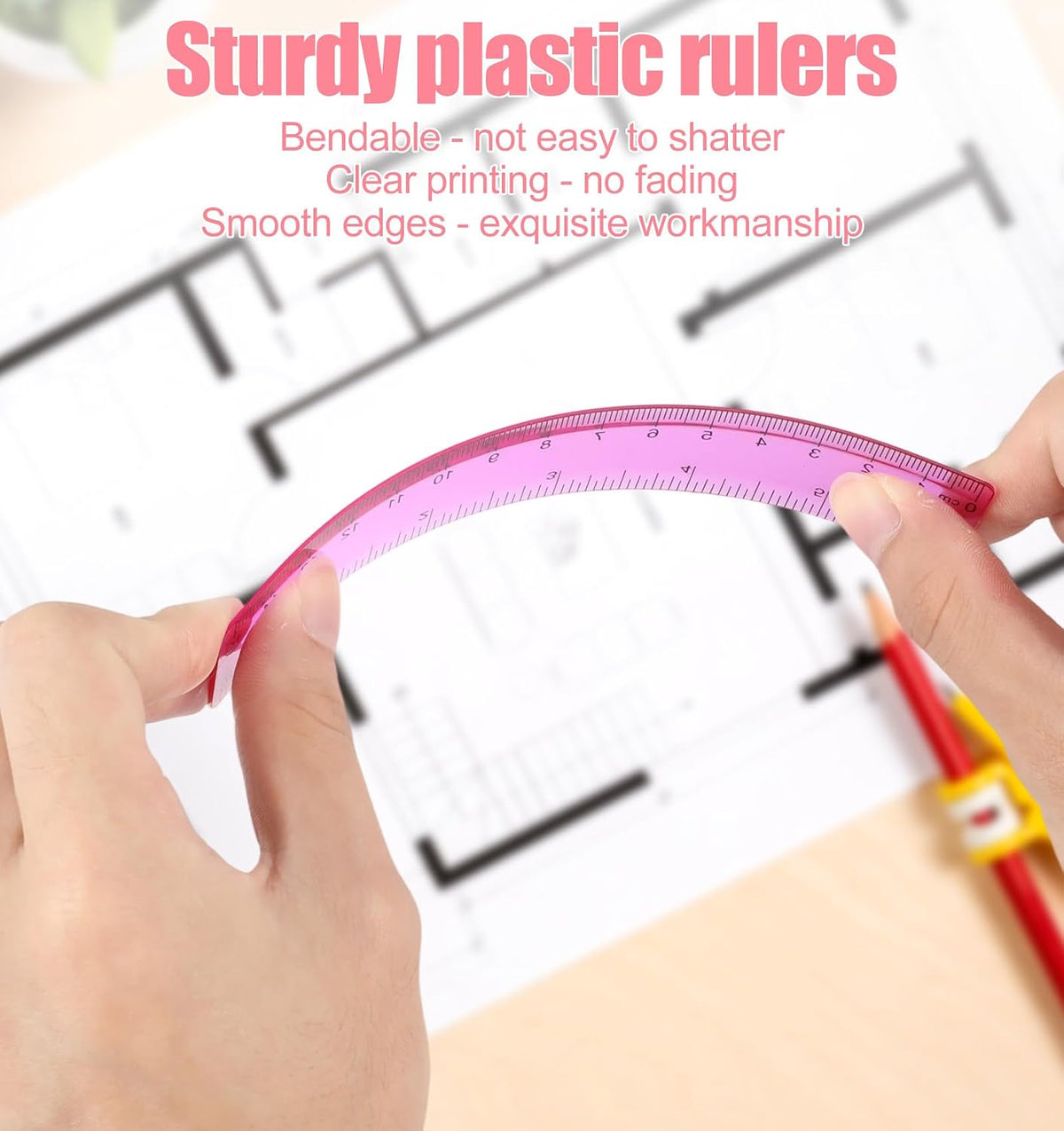 5 Pcs Mini Rulers, 6 Inch Plastic Ruler for School and Office