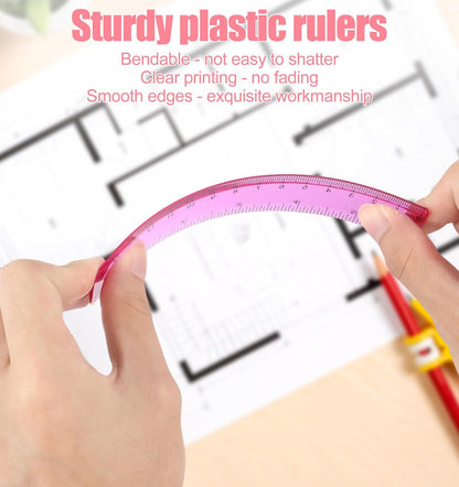 5 Pcs Mini Rulers, 6 Inch Plastic Ruler for School and Office