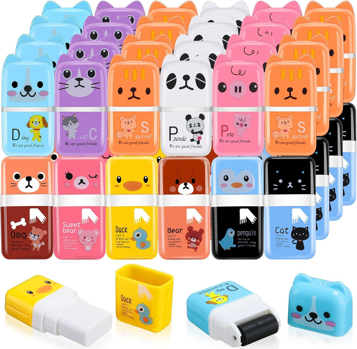 Seajan 44 Pcs Erasers for Kids Gift Bulk Cute Animal Themed Pencil Eraser