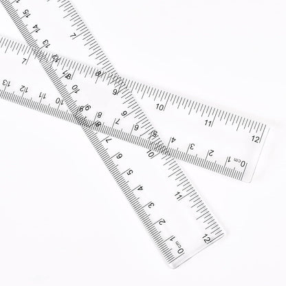 Unjoo Clear Plastic Ruler 12 Inch Straight Rulers, for School, Office, 2pcs