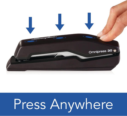 Swingline Stapler, Omnipress 30 Stapler, "Press Anywhere for Easier Use", 30 Sheet Capacity, Black/Gray (5000585A)