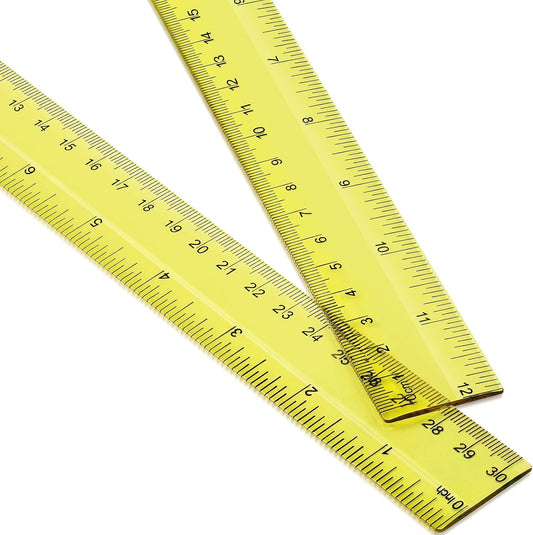 EBOOT 2 Pack Plastic Ruler Straight Clear Measuring Tool, Yellow, 12 Inch