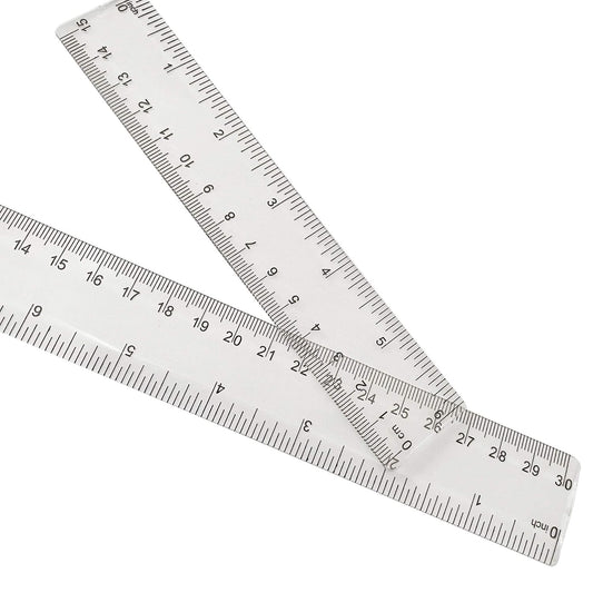 2Pcs Clear Ruler Plastic Rulers Straight Ruler for School 6 Inch 12 Inch