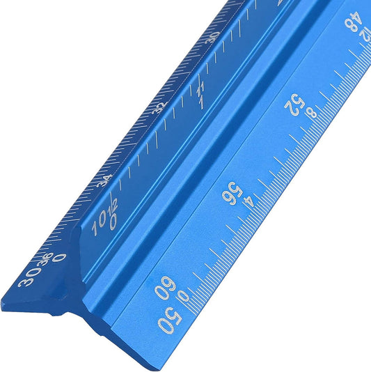 12" Engineer Scale Ruler Architectural Ruler Imperial, Blue