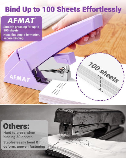AFMAT ES18 Heavy Duty Stapler-100 Sheet, 50% Less Effort, 20,000+ Uses