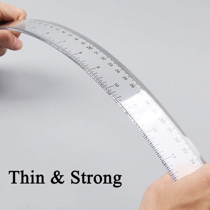 2Pcs Clear Ruler Plastic Rulers Straight Ruler for School 6 Inch 12 Inch