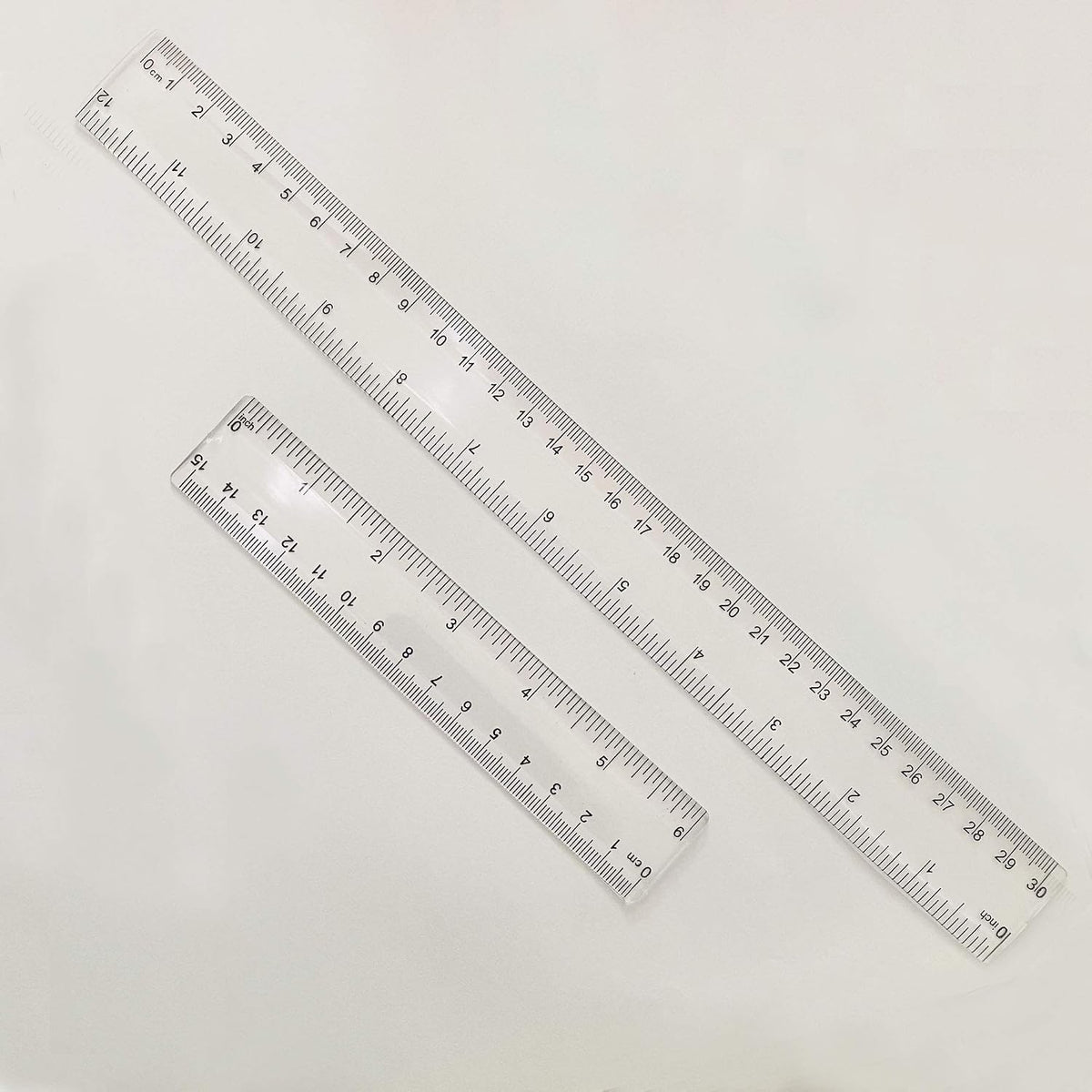 2Pcs Clear Ruler Plastic Rulers Straight Ruler for School 6 Inch 12 Inch