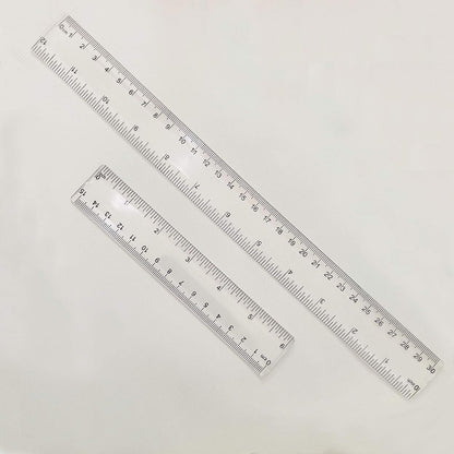 2Pcs Clear Ruler Plastic Rulers Straight Ruler for School 6 Inch 12 Inch