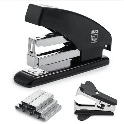 M&G Heavy-Duty Stapler for Desk, 50 Sheet Effortless No-Jam Stapling, Black