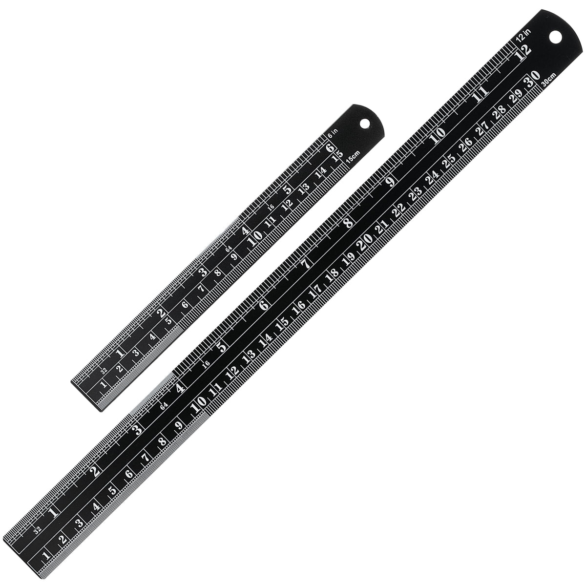 Mr. Pen- Metal Straight Edge Ruler, 4 pcs, 6", 8", 12", 14", Black