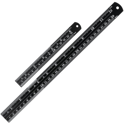 Mr. Pen- Metal Straight Edge Ruler, 4 pcs, 6", 8", 12", 14", Black