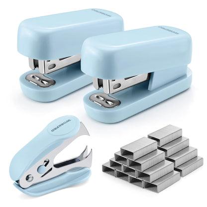 WORKPRO Small Stapler with Staples, Cute Purple Stapler Set, Lock Design