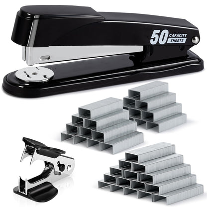 Deli Stapler Heavy Duty, 2000 Staples and Staple Remover, White