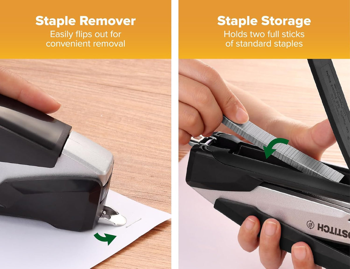 Bostitch Office Executive 3 in 1 Stapler, One Finger, 25 Sheet, Gray