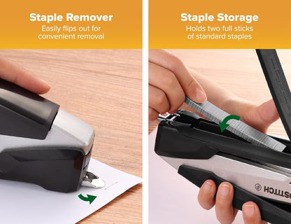 Bostitch Office Executive 3 in 1 Stapler, One Finger, 25 Sheet, Gray