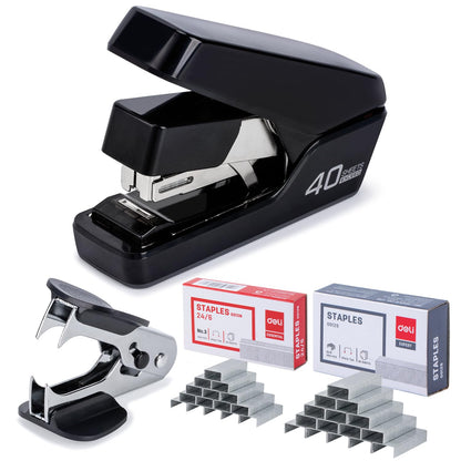 Deli Effortless Desktop Stapler, Heavy Duty Stapler, Black