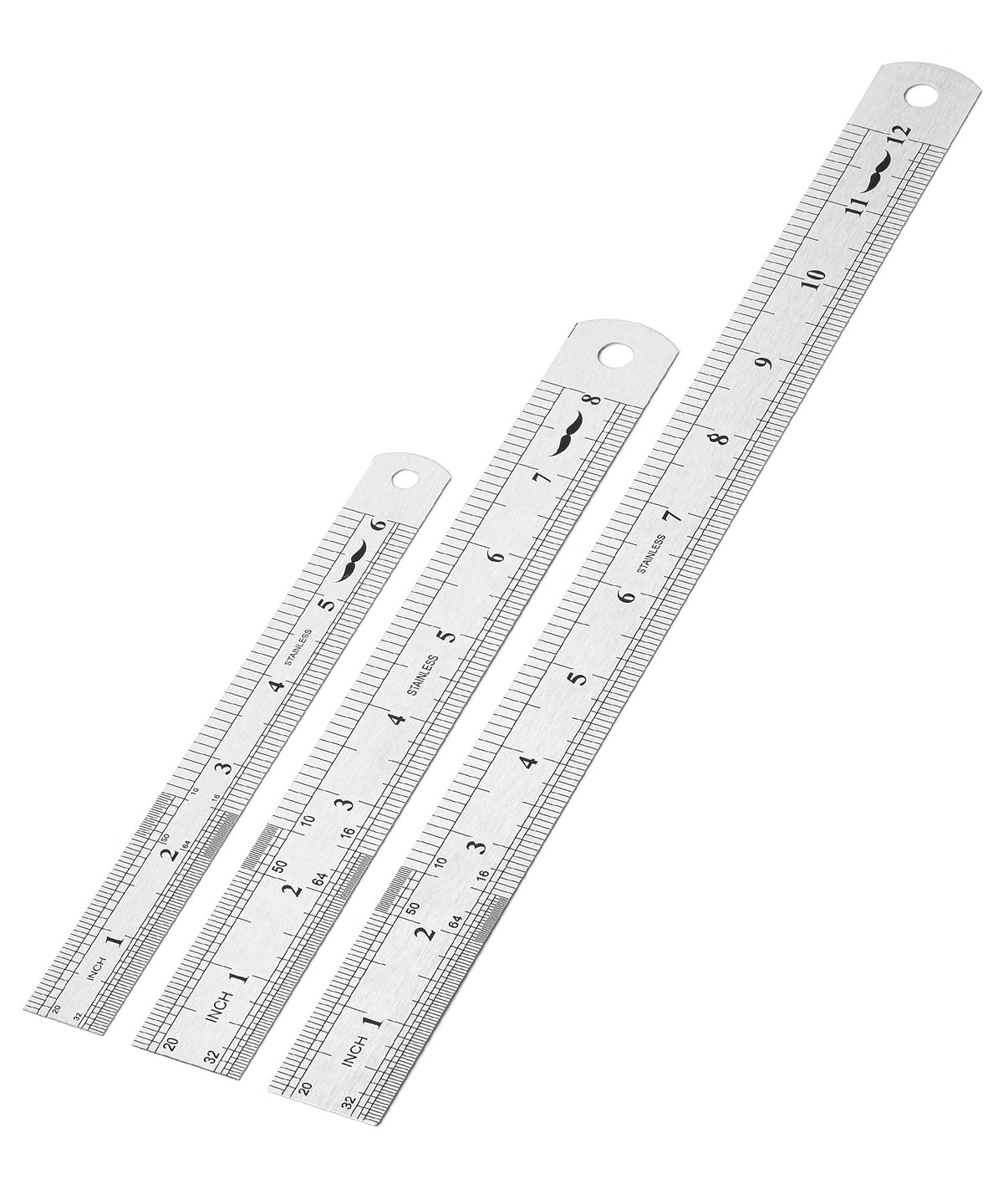 Mr. Pen- Metal Straight Edge Ruler, 4 pcs, 6", 8", 12", 14", Black