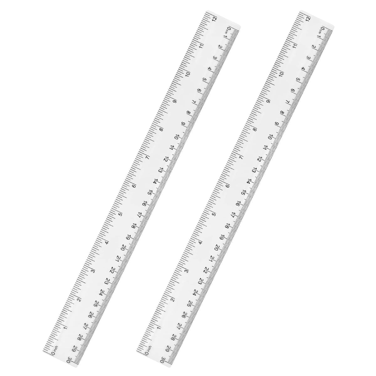 Unjoo Clear Plastic Ruler 12 Inch Straight Rulers, for School, Office, 2pcs