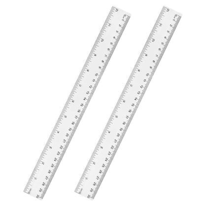 Unjoo Clear Plastic Ruler 12 Inch Straight Rulers, for School, Office, 2pcs