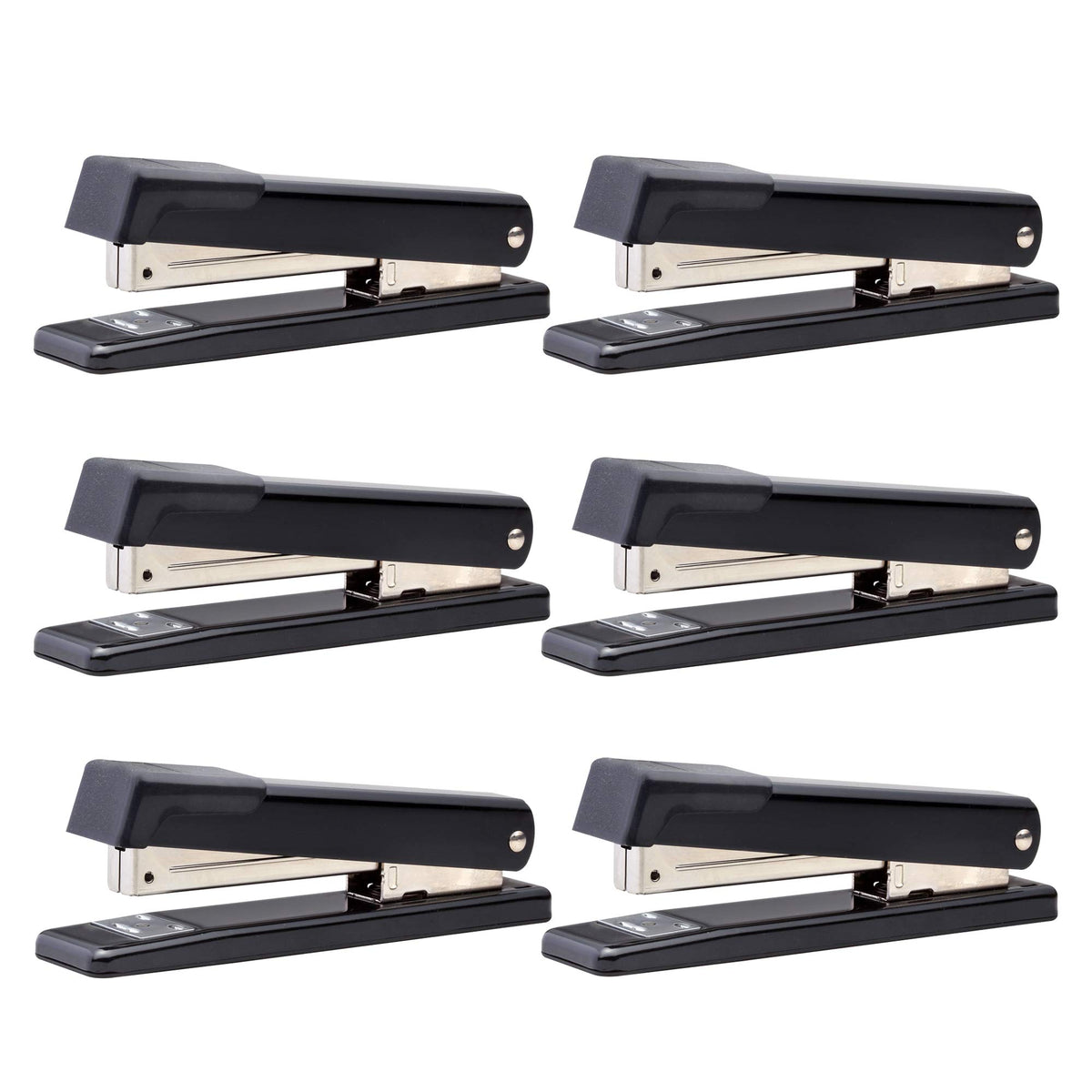 Bostitch Office Classic Metal Desktop Stapler, 20 Sheet Capacity, Dual Clinch, Opens for Tacking, Full-Strip, Black, 3-Pack