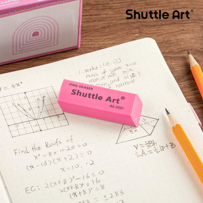 Shuttle Art Pink Erasers, 300 Pack Bulk for School, Office, Latex-Free Soft Erasers for Kids, Teachers as School Supplies