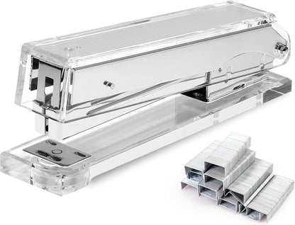 OfficeGoods Acrylic Stapler, Stylish and Compact Design, Silver