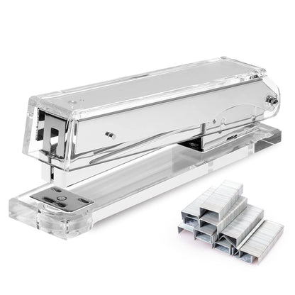OfficeGoods Acrylic Stapler, Stylish and Compact Design, Silver