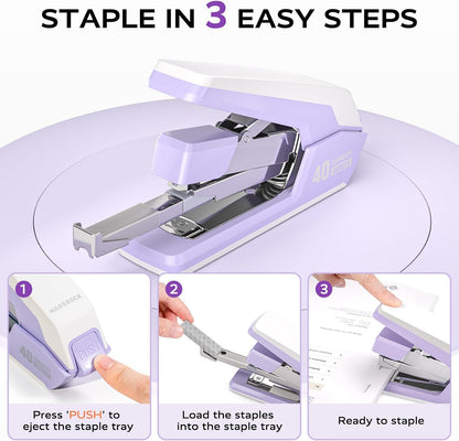 Marsrock Heavy Duty Stapler for Desk with 40-50 Sheet, 2000 Staples, Purple