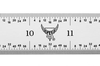 PEC Tools Metal Ruler, 12"/300mm, Made in USA
