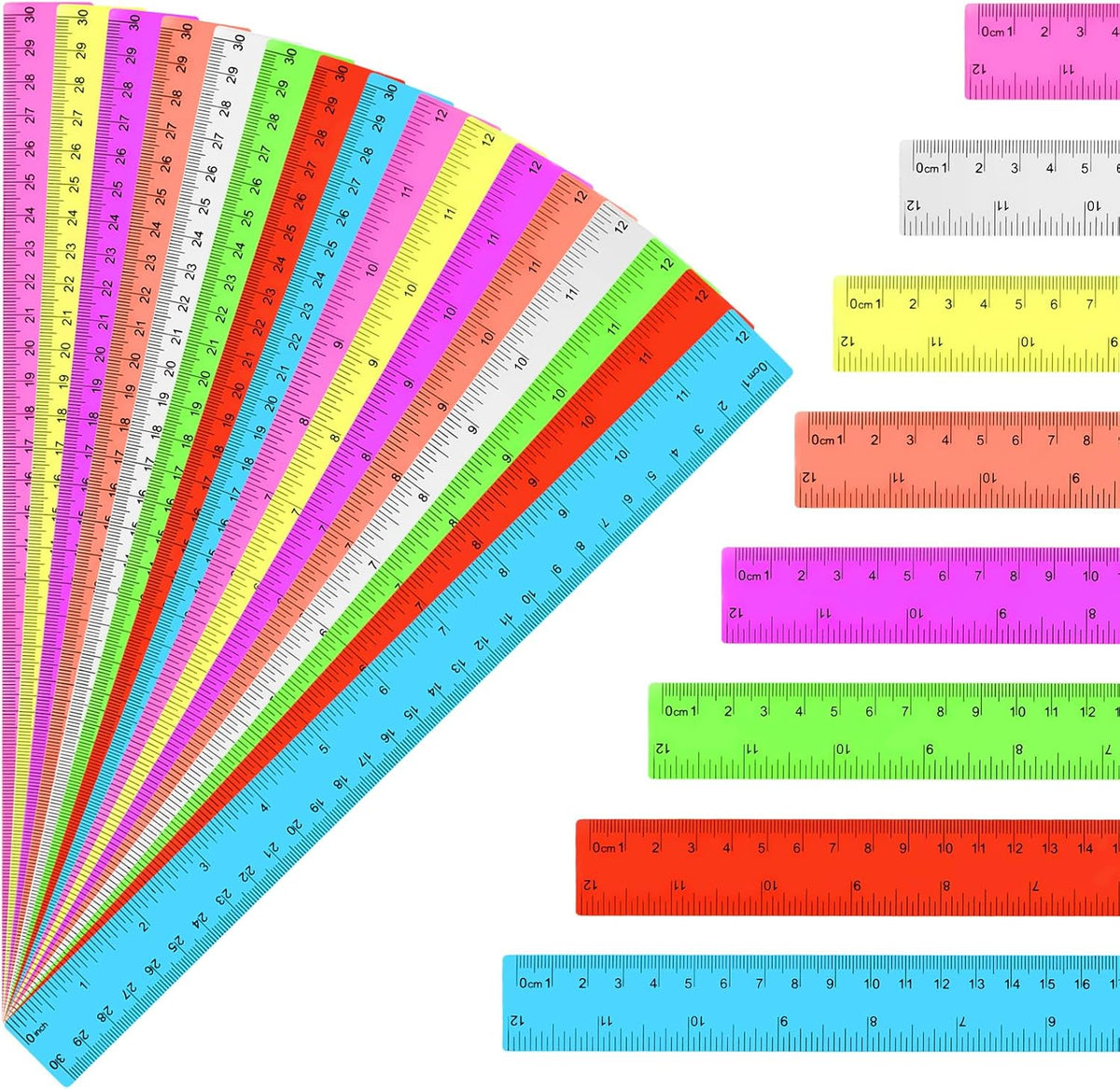 16 Pack Clear Plastic Rulers 12 inch, Ruler Bulk for Classroom and Office