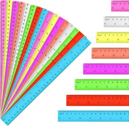 16 Pack Clear Plastic Rulers 12 inch, Ruler Bulk for Classroom and Office