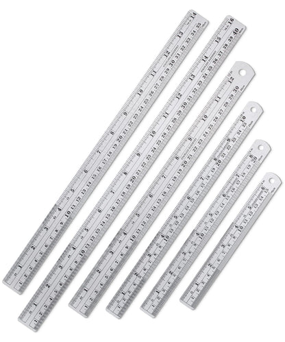 Mr. Pen- Metal Straight Edge Ruler, 4 pcs, 6", 8", 12", 14", Black
