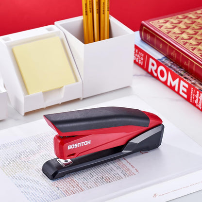 Bostitch Office Executive 3 in 1 Stapler, One Finger, 25 Sheet, Red
