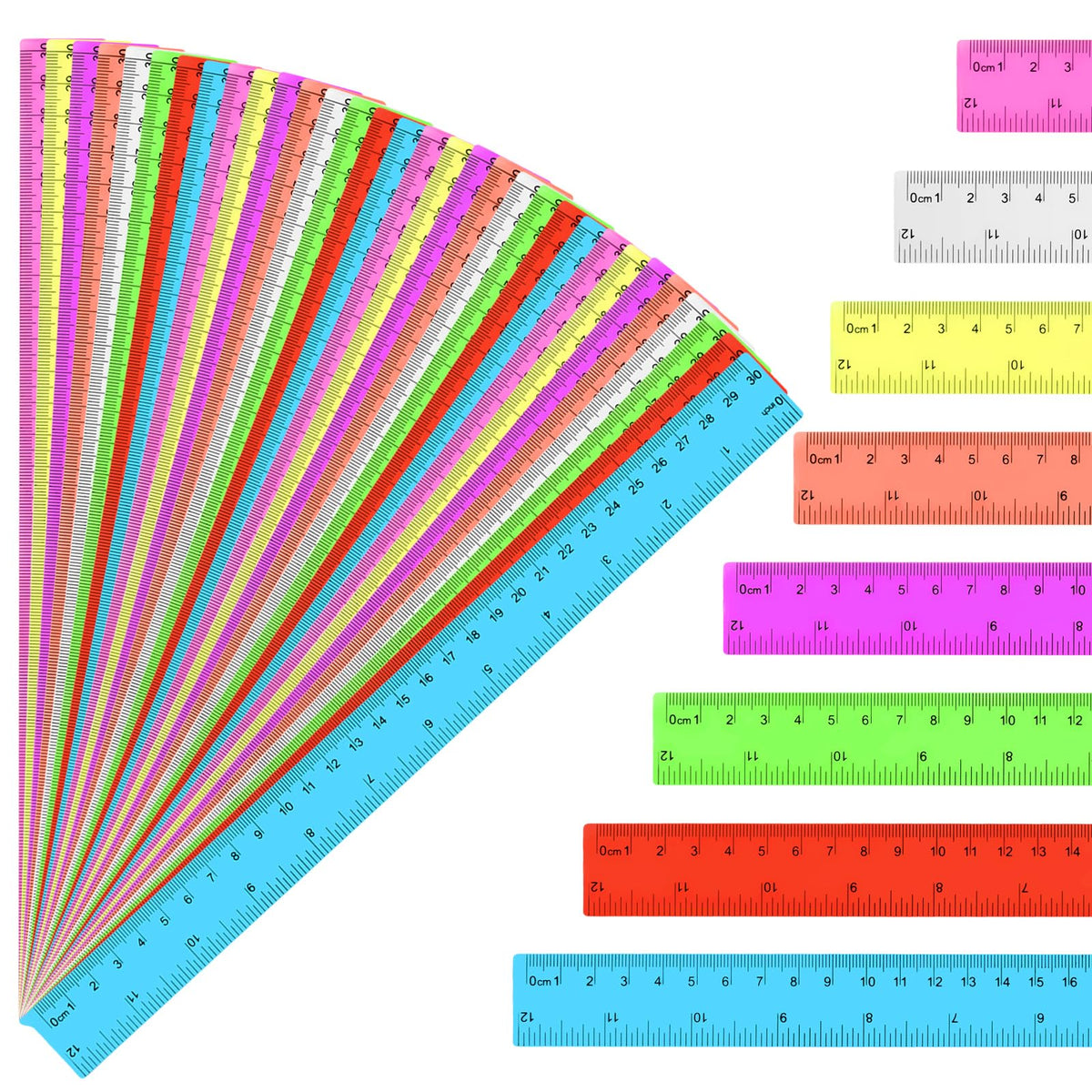 16 Pack Clear Plastic Rulers 12 inch, Ruler Bulk for Classroom and Office