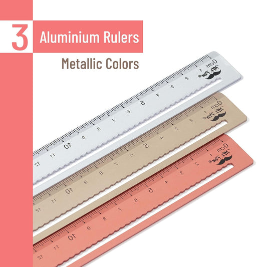 Mr. Pen- Metal Rulers, 3 pcs, 15cm, Silver, Gold, Rose Gold