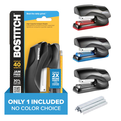 Bostitch Office Heavy Duty Stapler, 40 Sheet Capacity, No Jam, Half Strip, Fits into the Palm of Your Hand, For Classroom, Office or Desk, Navy Blue