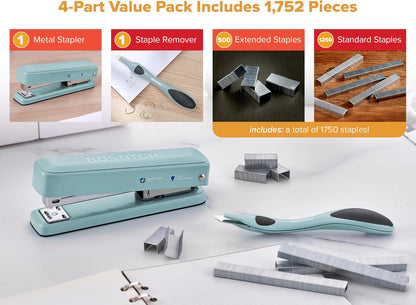 Bostitch Titan Heavy Duty 50 Sheet Stapler, 1750 Staples Included, Sage