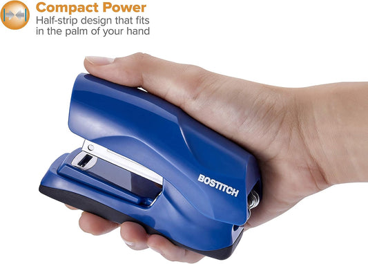 Bostitch Office Heavy Duty Stapler, 40 Sheet Capacity, No Jam, Half Strip, Fits into the Palm of Your Hand, For Classroom, Office or Desk, Navy Blue