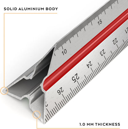 ARTEZA Architectural Scale Ruler, 12-Inch Triangular Anodized Aluminum