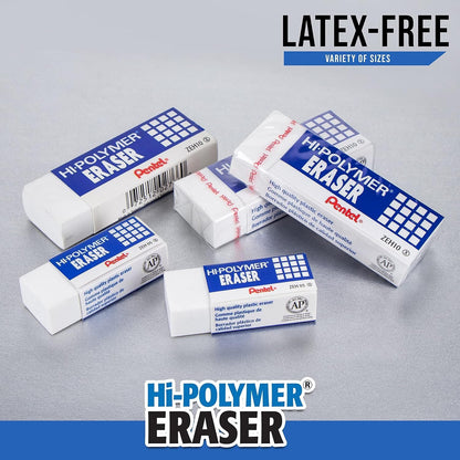 Pentel Hi-Polymer Eraser - White Polymer Block Erasers, Small, Pack of 18