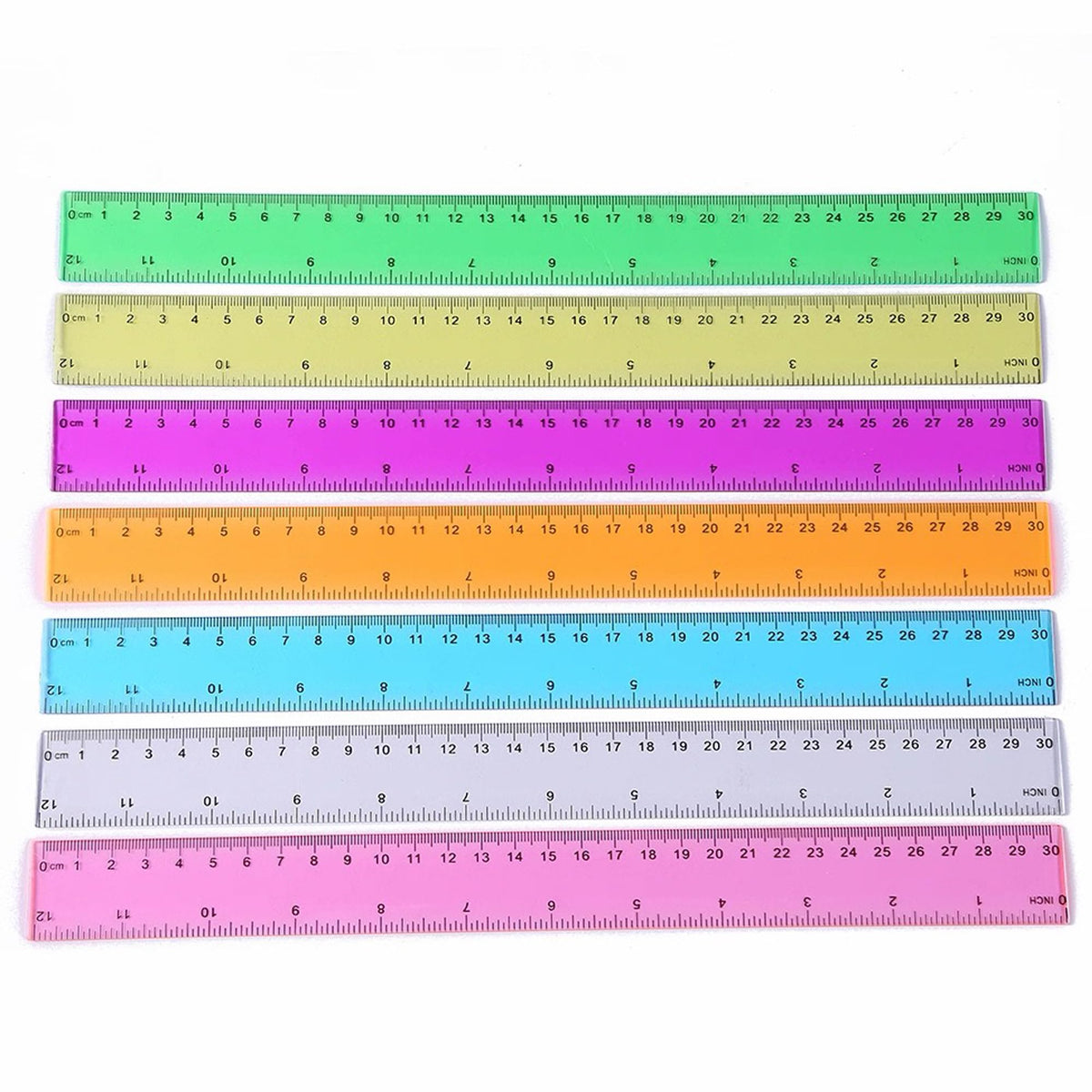 2Pcs Clear Ruler Plastic Rulers Straight Ruler for School 6 Inch 12 Inch