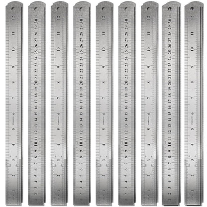 30 Pack 12 Inches Stainless Steel Rulers, Straight Edge Laser Engraved