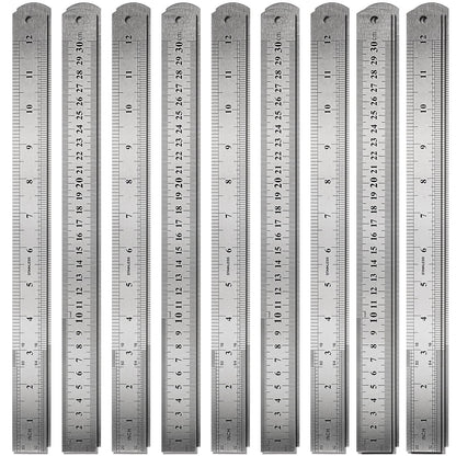 30 Pack 12 Inches Stainless Steel Rulers, Straight Edge Laser Engraved