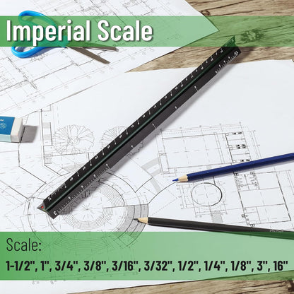 Mr. Pen- Architectural Scale, 12 inch, Black, Scale Ruler Contractor